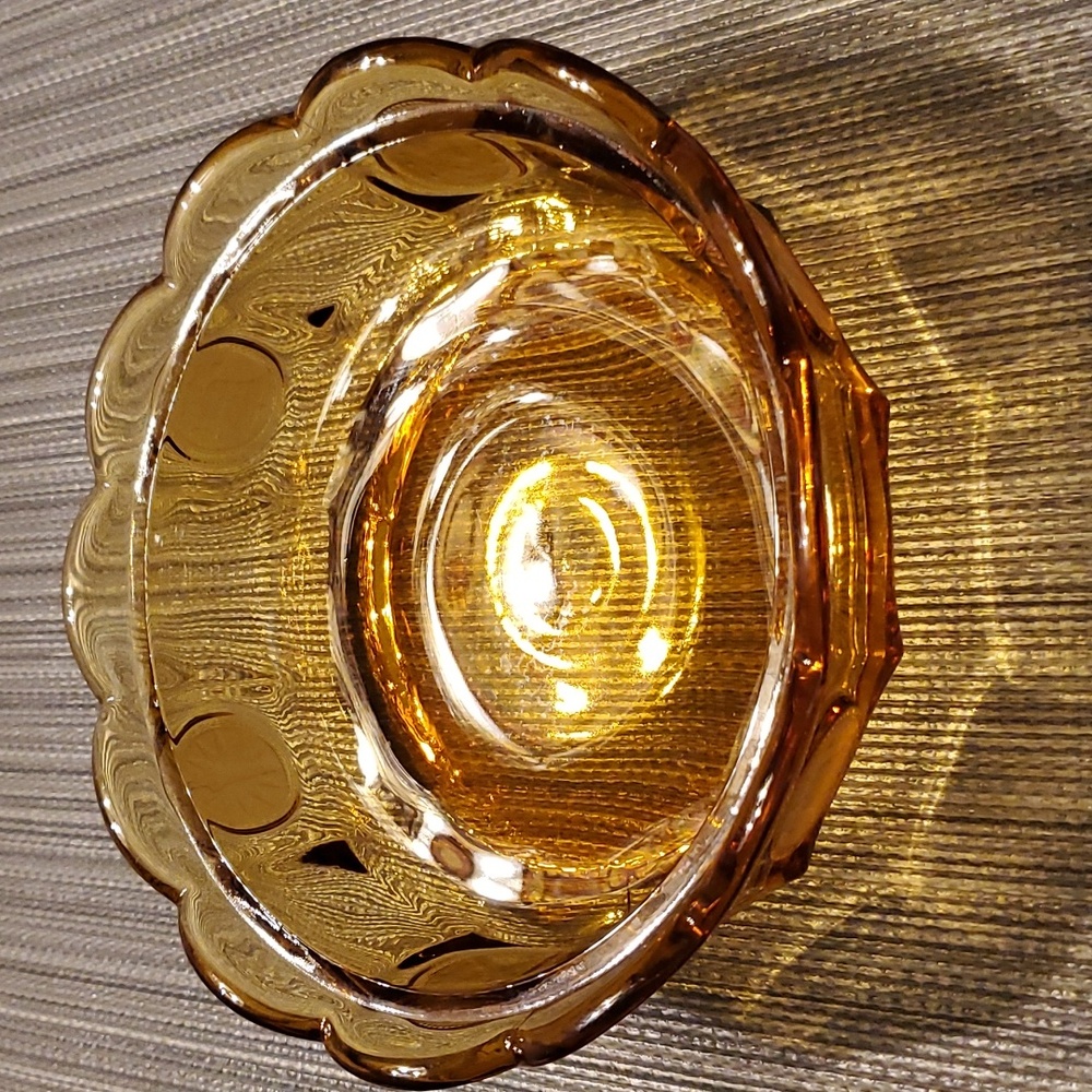 Fostoria Coin Amber Glass Candy Dish with Lid Eagle Liberty Bell - Picture 2 of 10
